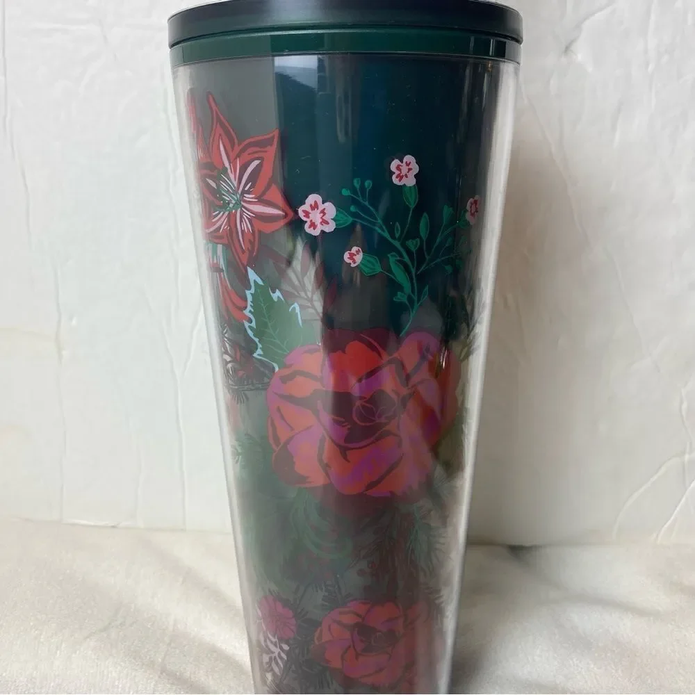 Starbucks Christmas 2022 Berry Corsage Poinsettia Straw Topper 24oz New W/Tags